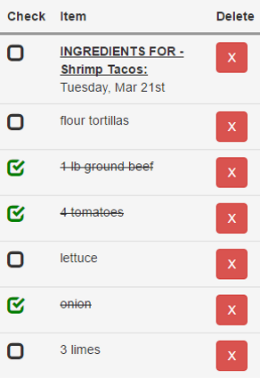smart shopping list